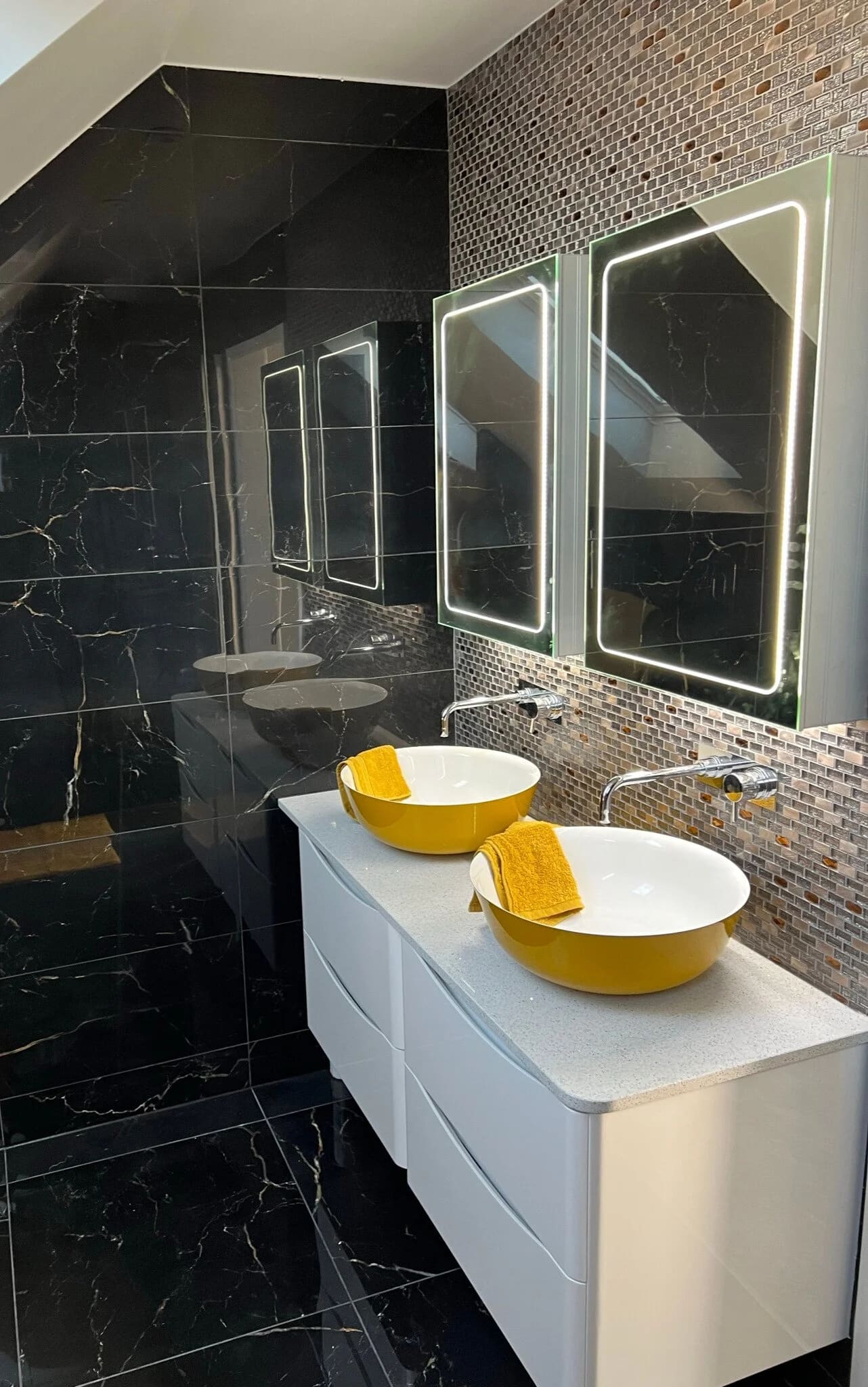 Ensuite with two basins fitted in Grays